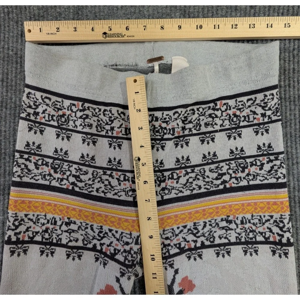 Free People Cherry Blossom Sweater Knit Leggings Womens M Gray Boho Festival